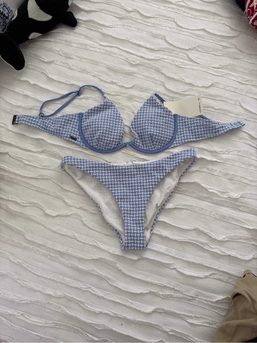 O'neill Light Blue & White Check Bikini Set